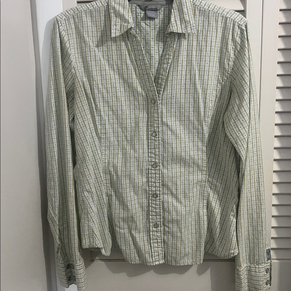 Cloudveil Women’s LARGE Long Sleeve Snap Up Patterned Shirt 100% Cotton